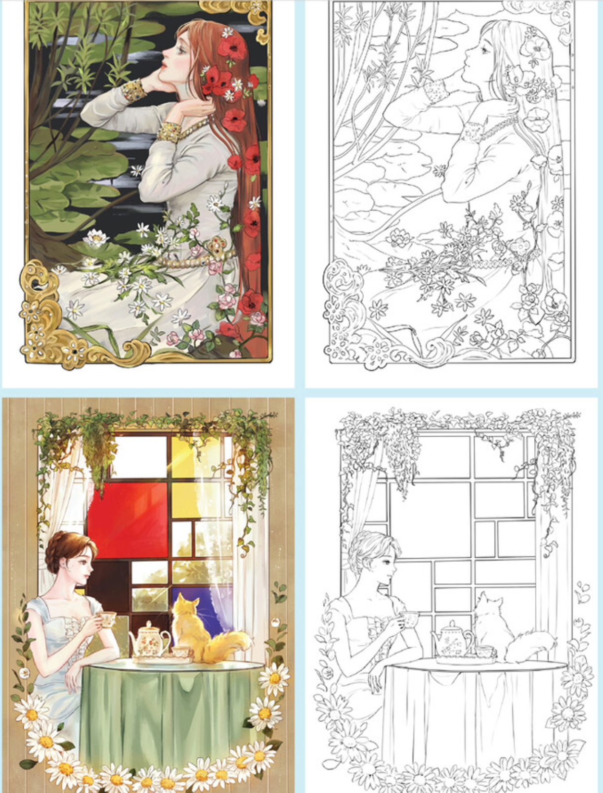 Masterpiece with Girls Coloring Book by Pillow (Jinah Lee) (June 2023) : Coloring book for a girl who fell in love with famous paintings