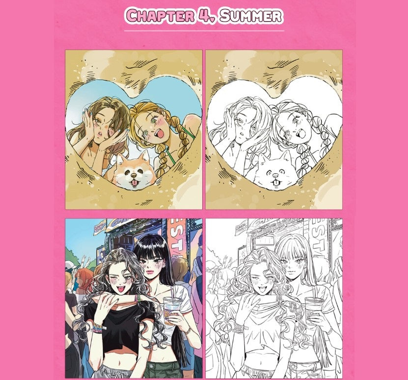 Kitsch High Teen Coloring Book with 2 Postcard + 2 Photo Card