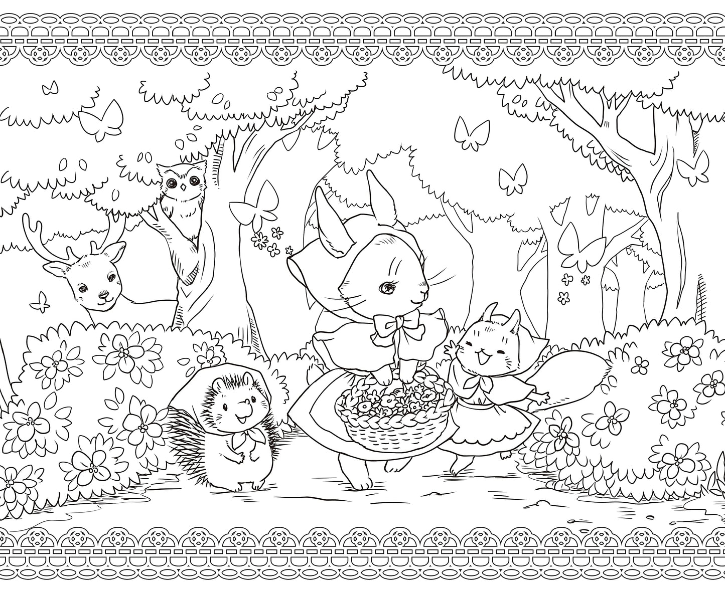 [COLORING] A trip around fairy tales with small friends in the forest Coloring Book(Japanese) by Sayuri Kobayashi - May 2023
