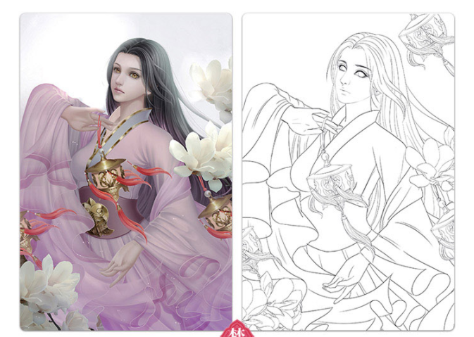 Color of night Chinese Illustrations and Coloring Book