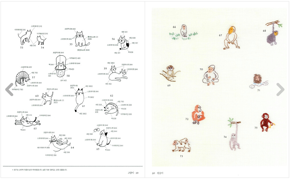 One point Small animal embroidery 400 by Sasaki Mieko