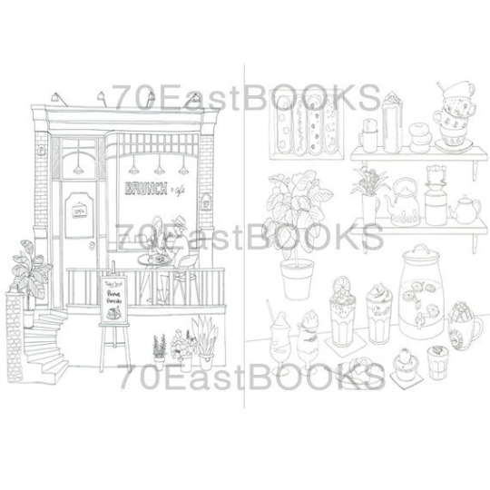 CAFE & FOOD Coloring Book for adult