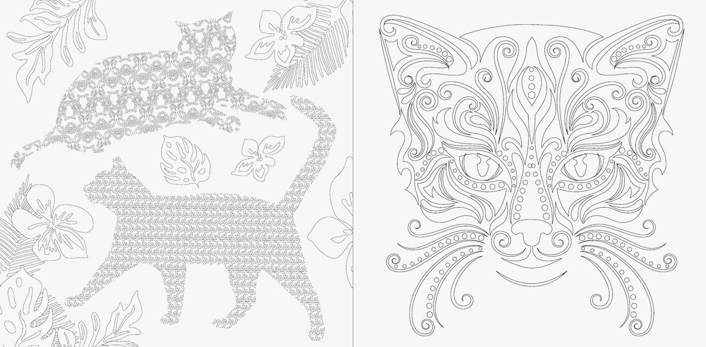 Cats and Flowers Colouring Book