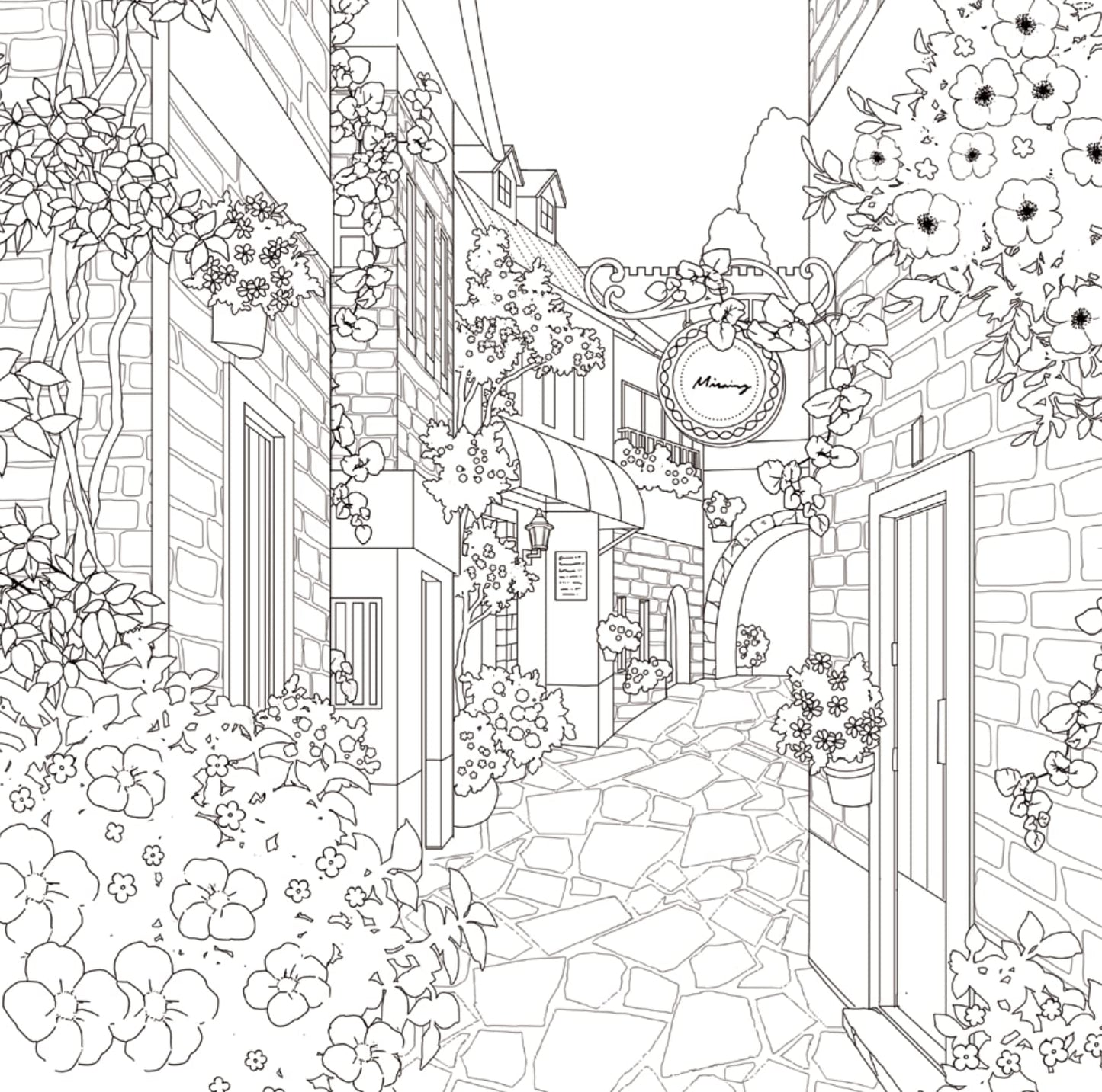 A Bird traveling flowers to flowers Japanese Coloring Book