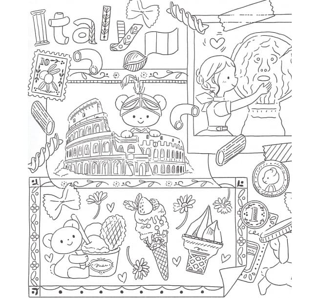 Round-the-world trip coloring book