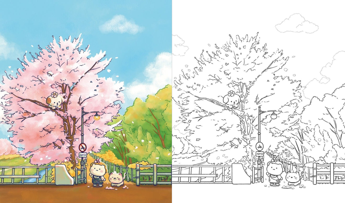 Cozy Village Coloring Book by acornzzi