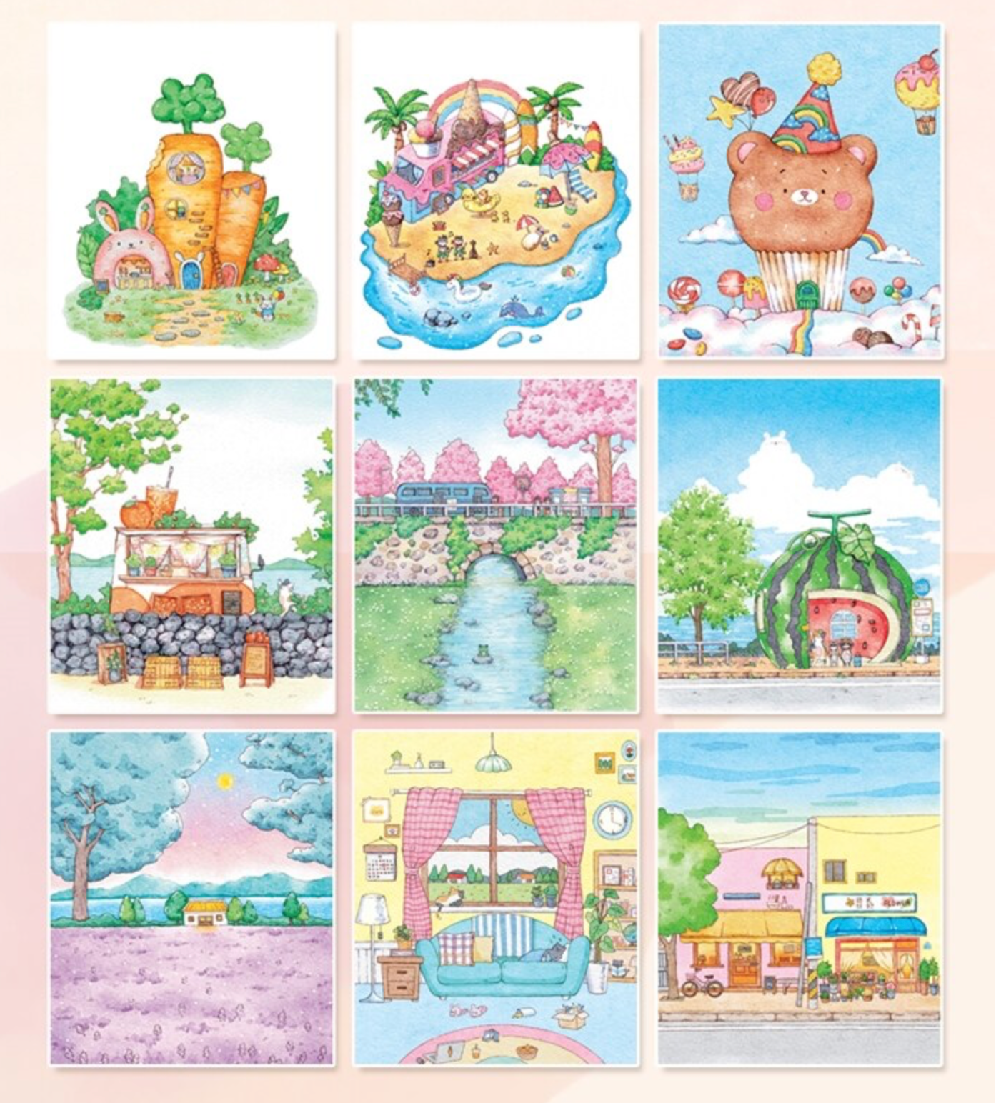 Dream Village Watercolor Coloring Book by ttaeng_ran