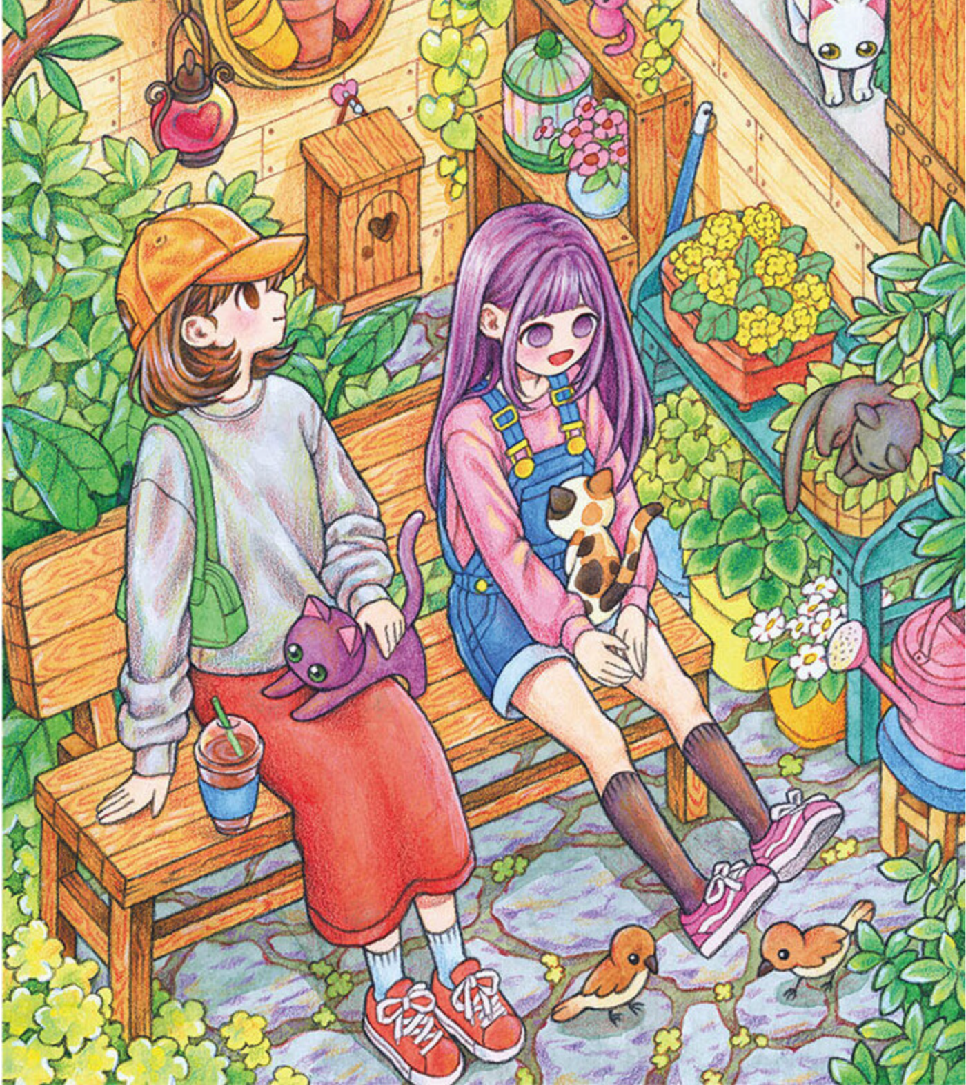 Rowon's Illustration Cat and Girl Coloring book Vol.2 by Rowon