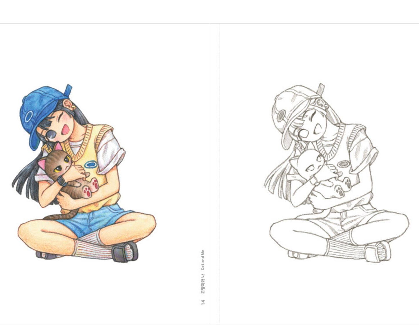 Rowon's Illustration Cat and Girl Coloring book Vol.2 by Rowon