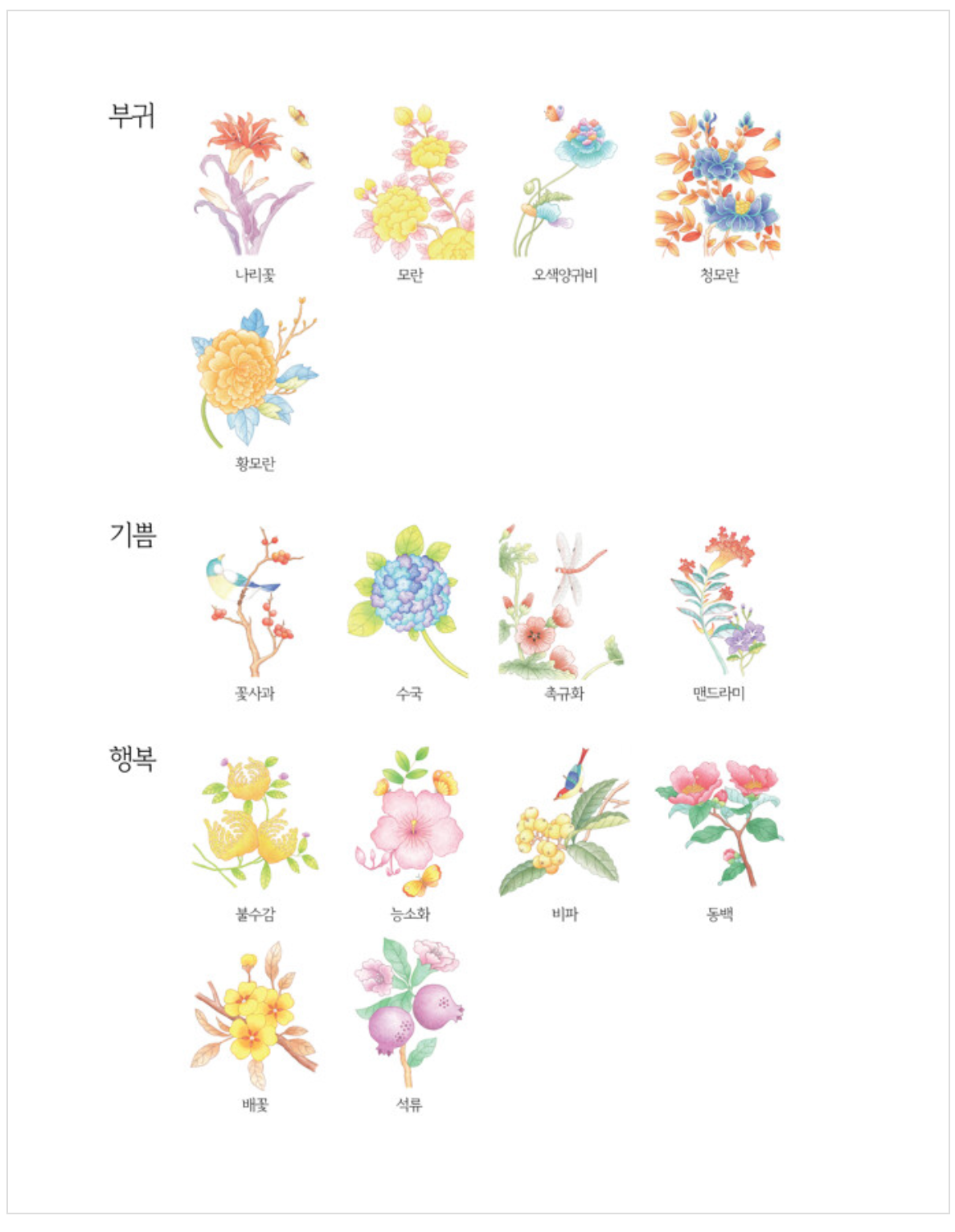Modern Minhwa Coloring Book : Traditional Korean folk art