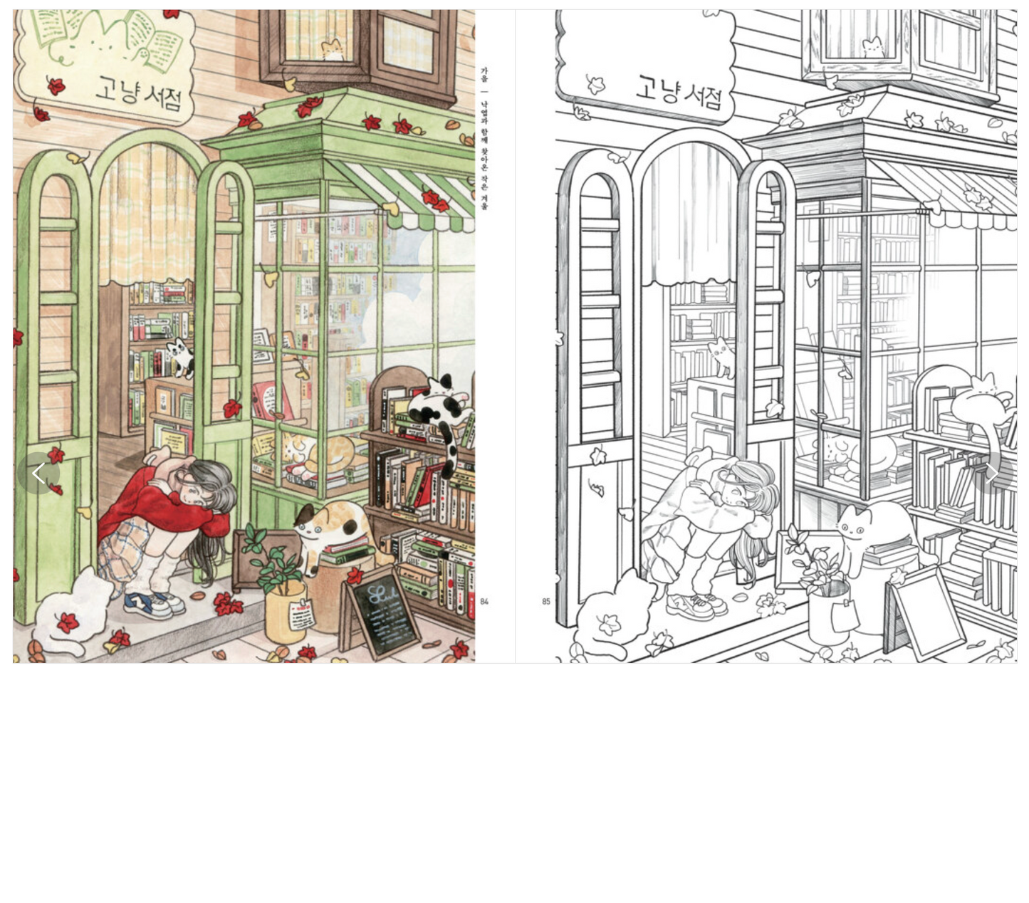 Four seasons, Cat and girl coloring book by seul grim