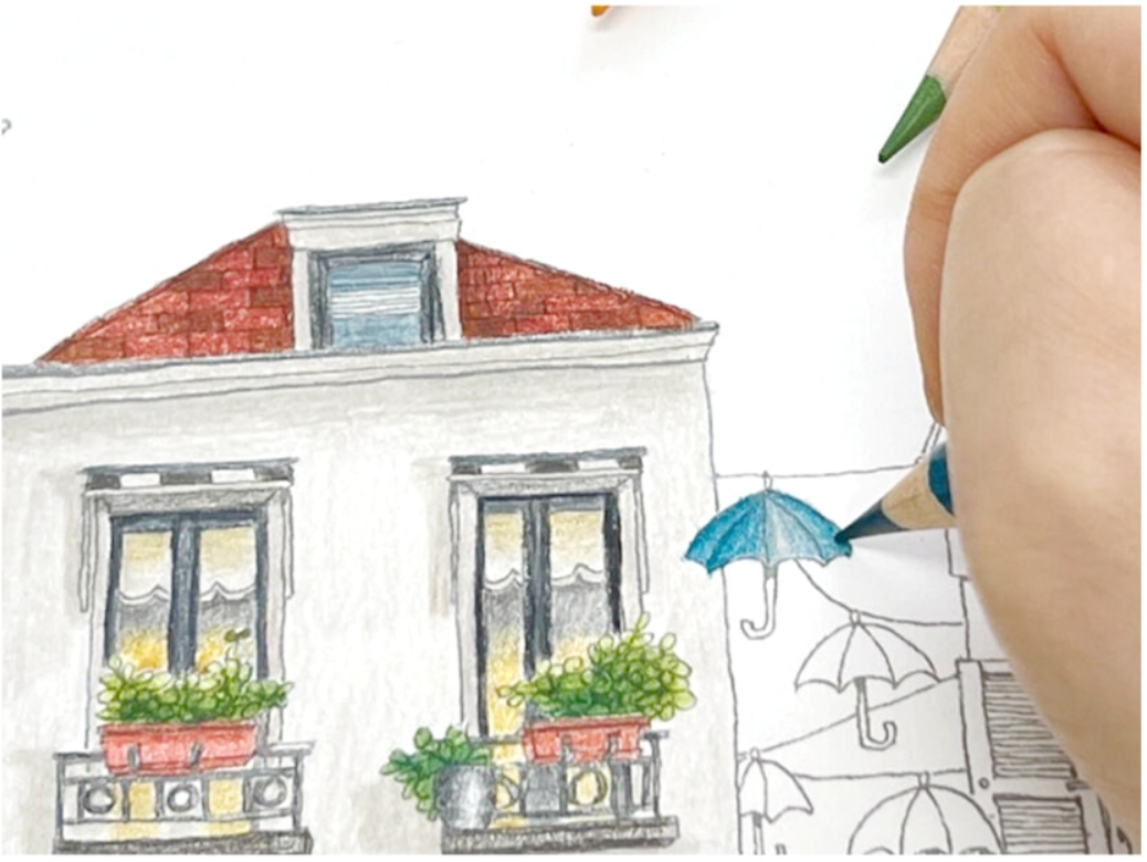City shops Coloring Book by Urban Anna