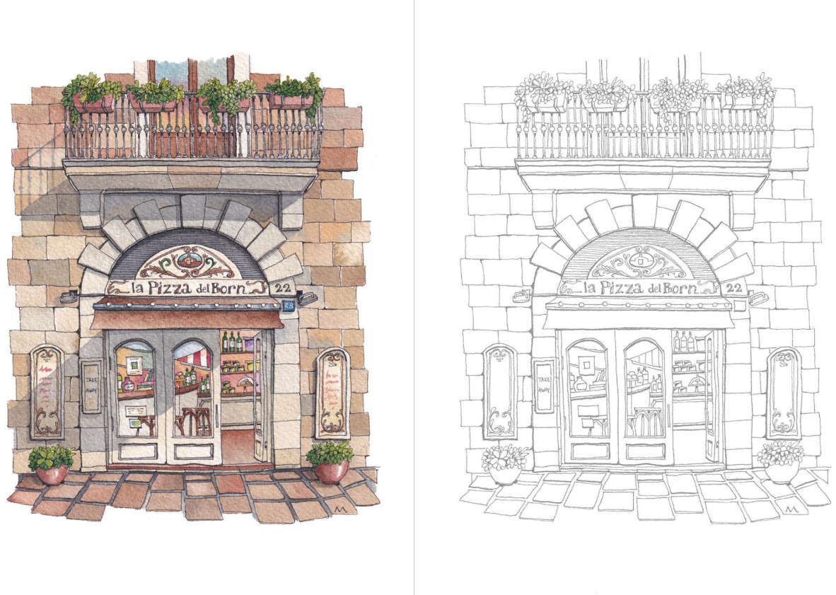 City shops Coloring Book by Urban Anna