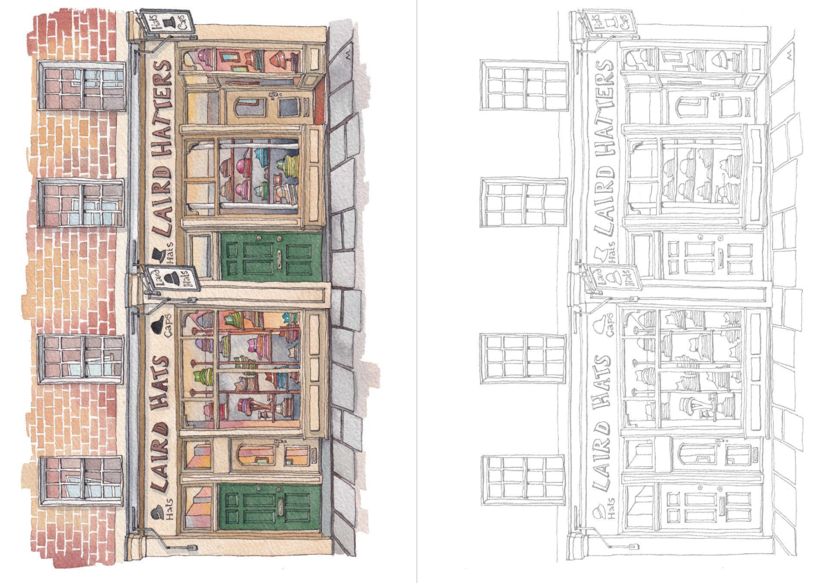 City shops Coloring Book by Urban Anna