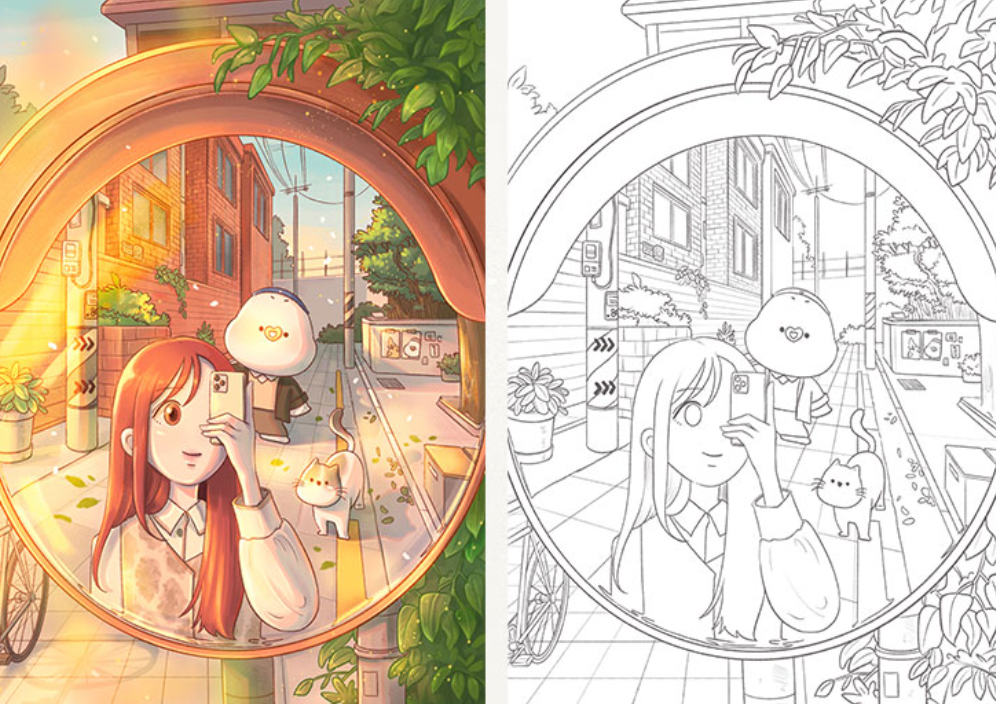 Romantic Campus Coloring Book