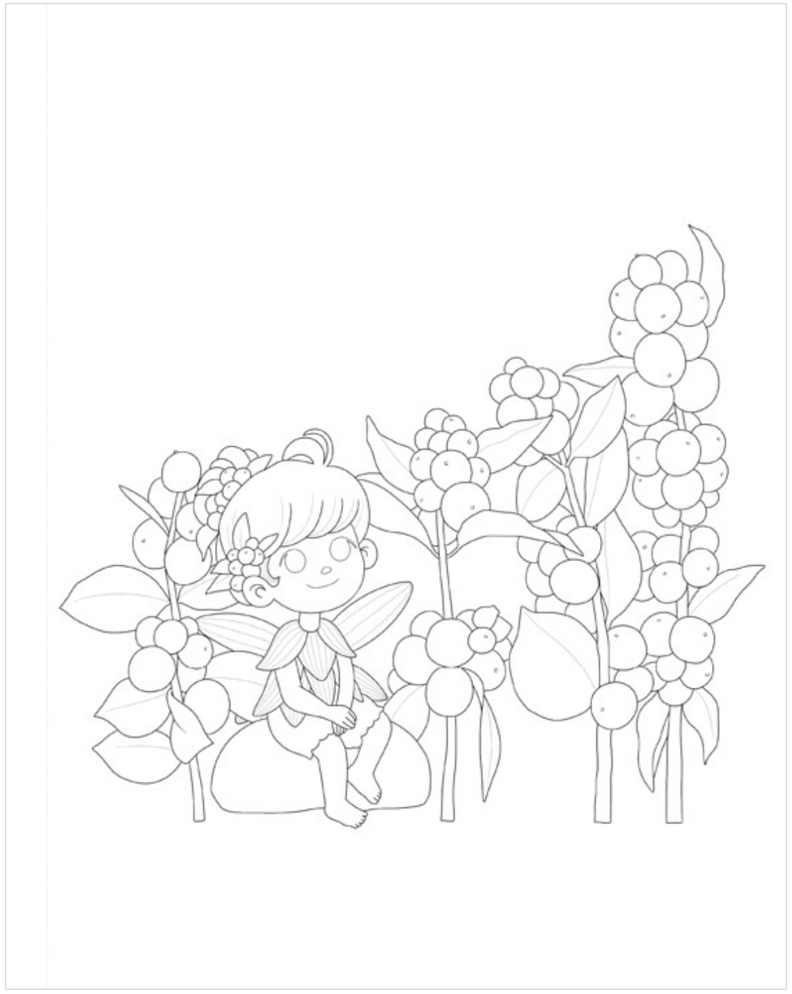 Flower and Fruit Garden Fairy Coloring Book by Mia