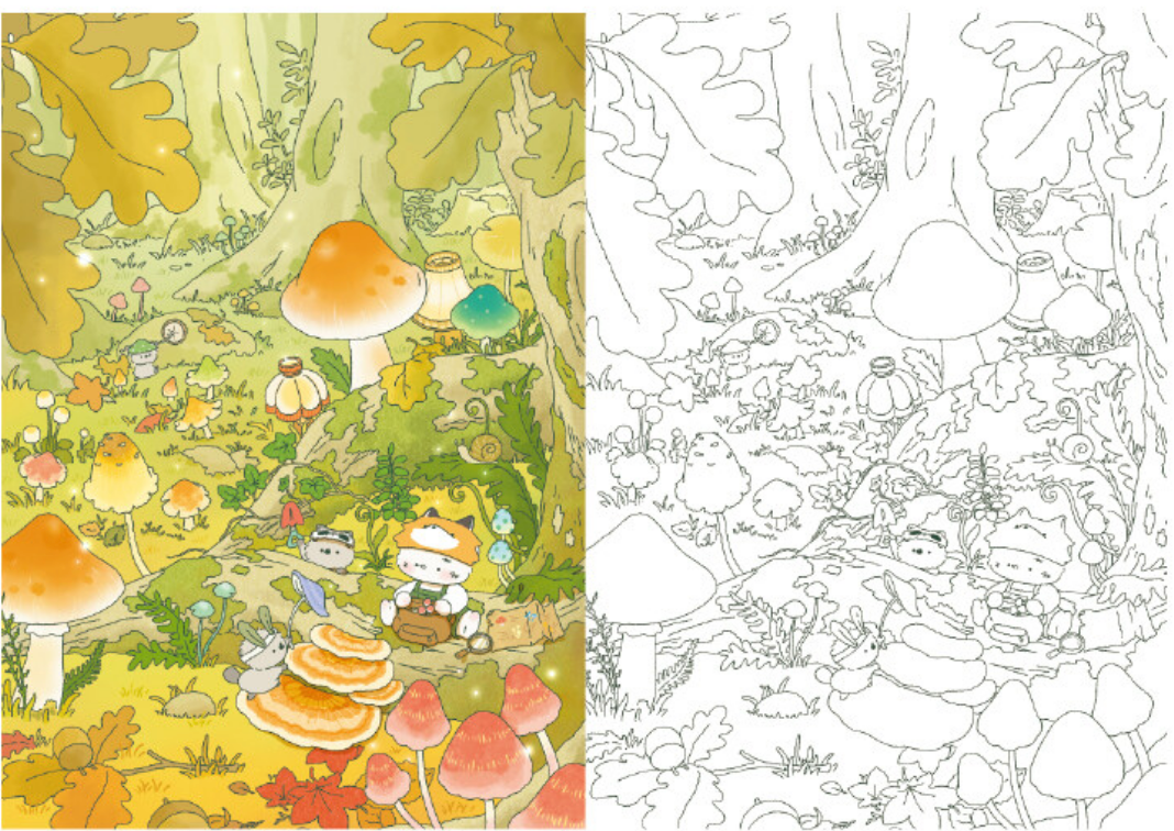 Strange Travel Agency : Four Seasons Forest Coloring Book by somdoo