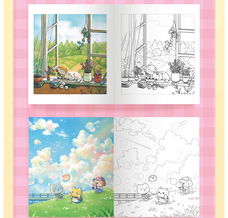 Cozy Village Coloring Book by acornzzi