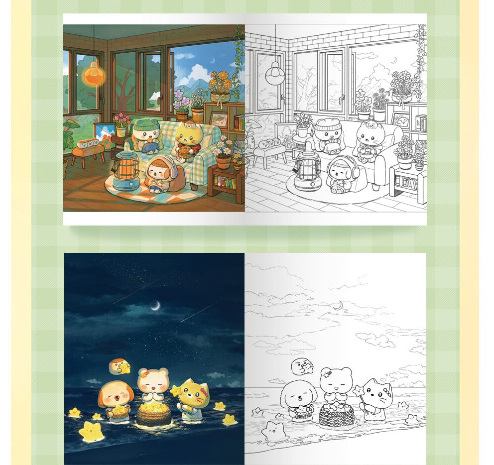 Cozy Village Coloring Book by acornzzi