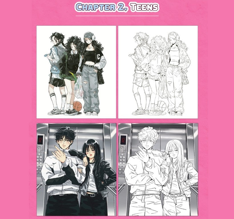 Kitsch High Teen Coloring Book with 2 Postcard + 2 Photo Card