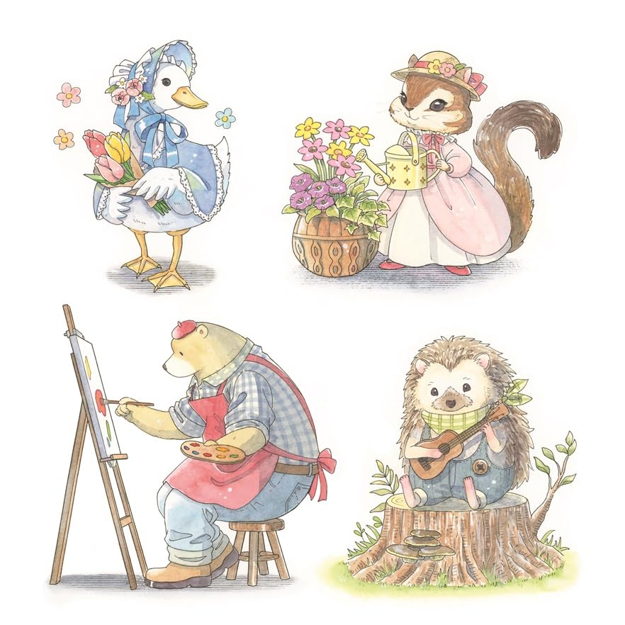 A Forest Diary with Little Twins by Hanasaki Taru : Japanese Coloring Book