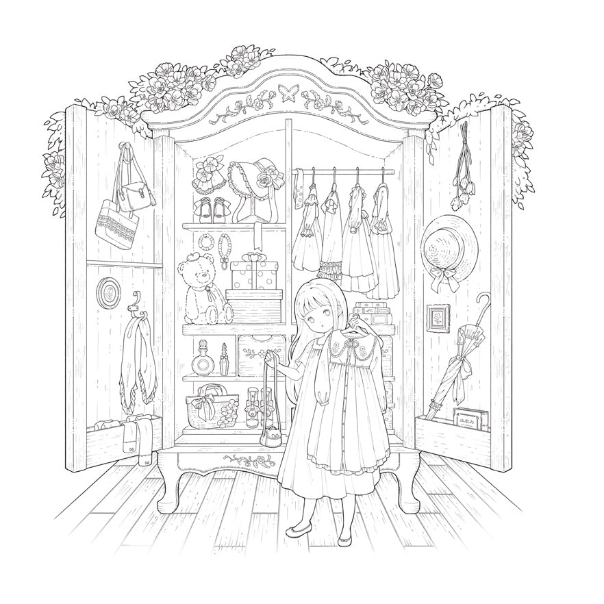 A Forest Diary with Little Twins by Hanasaki Taru : Japanese Coloring Book