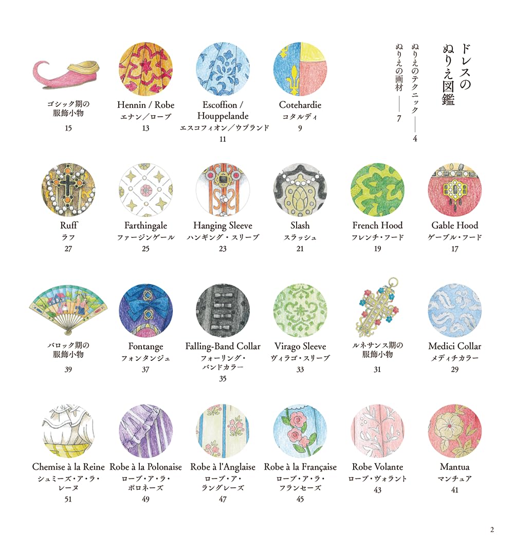 Ladies’ Attires : Dresses, Robes and Ceremonial Kimonos COLORING BOOK (Japanese) by Yuka Yoshida