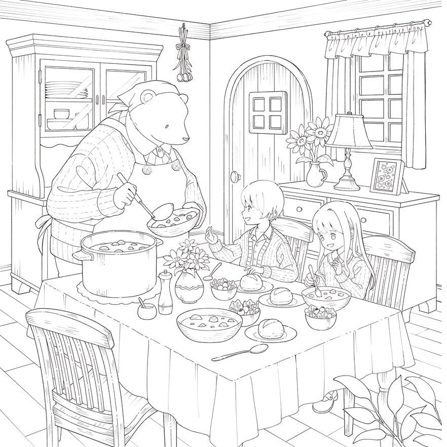 A Forest Diary with Little Twins by Hanasaki Taru : Japanese Coloring Book