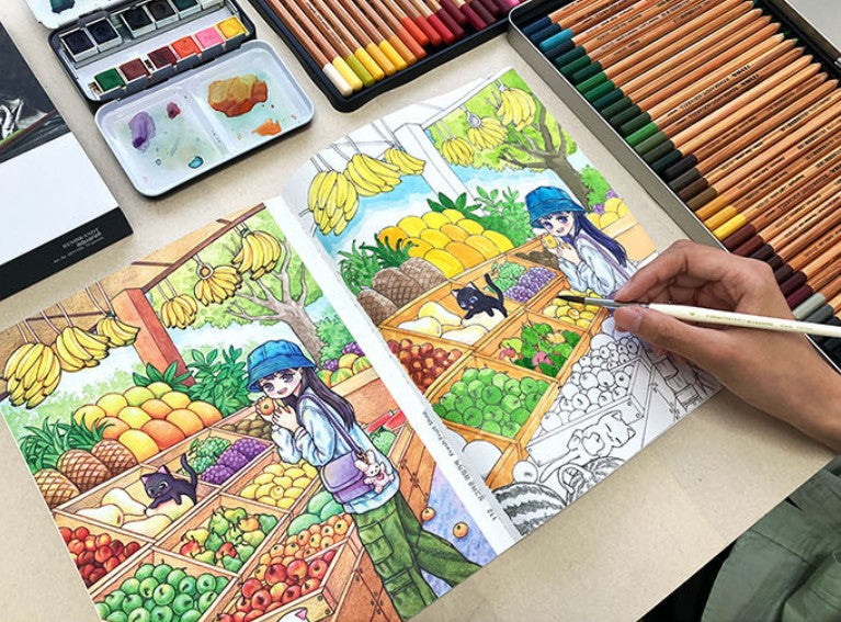 Rowon's Illustration Cat and Girl's Day Coloring book by Rowon