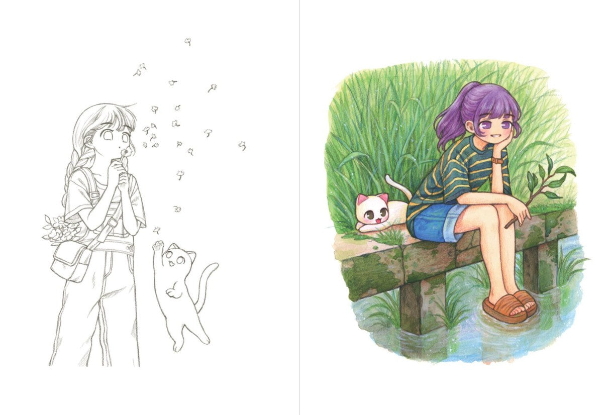 Rowon's Illustration Cat and Girl's Day Coloring book by Rowon