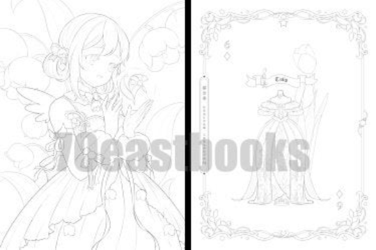 Coloring Book of Flowers & Sweetgirls by Da Da Cat(da da mao)