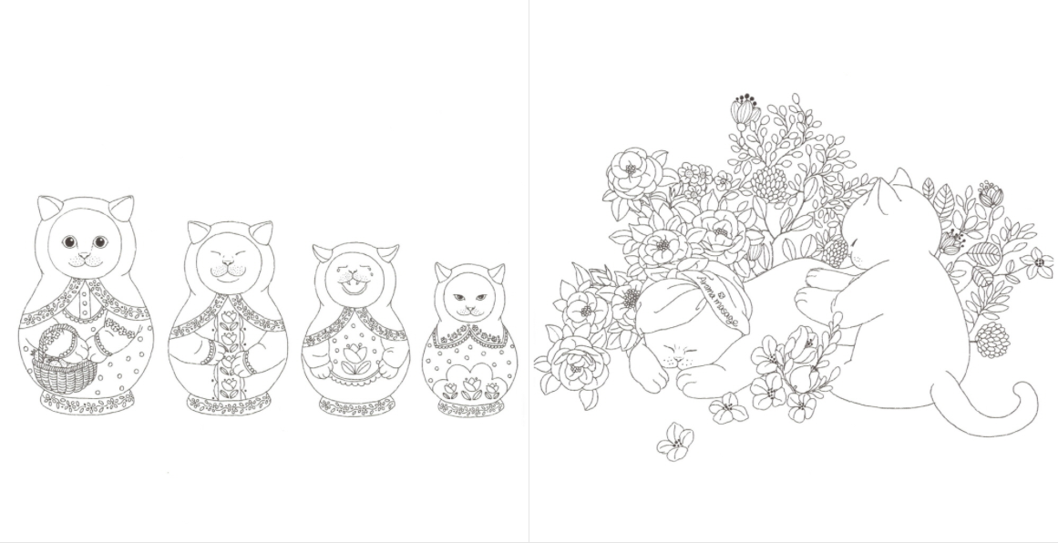 Cat and Four seasons Coloring Book by nyangsongi
