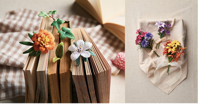 Three-dimensional flower embroidery book