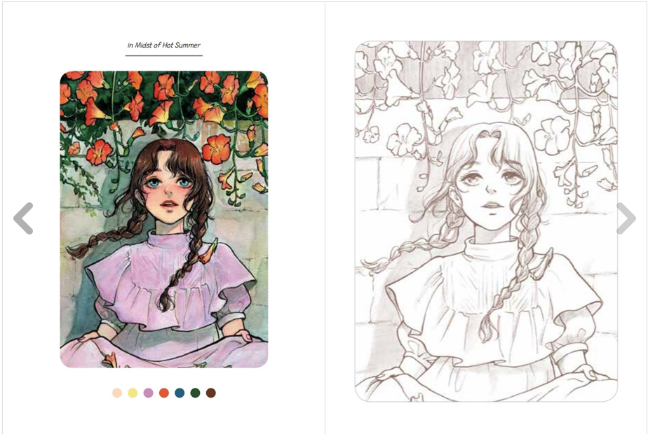 [Damaged condition] Flower, Girl, and boy Illustrations Coloring Book by Mani