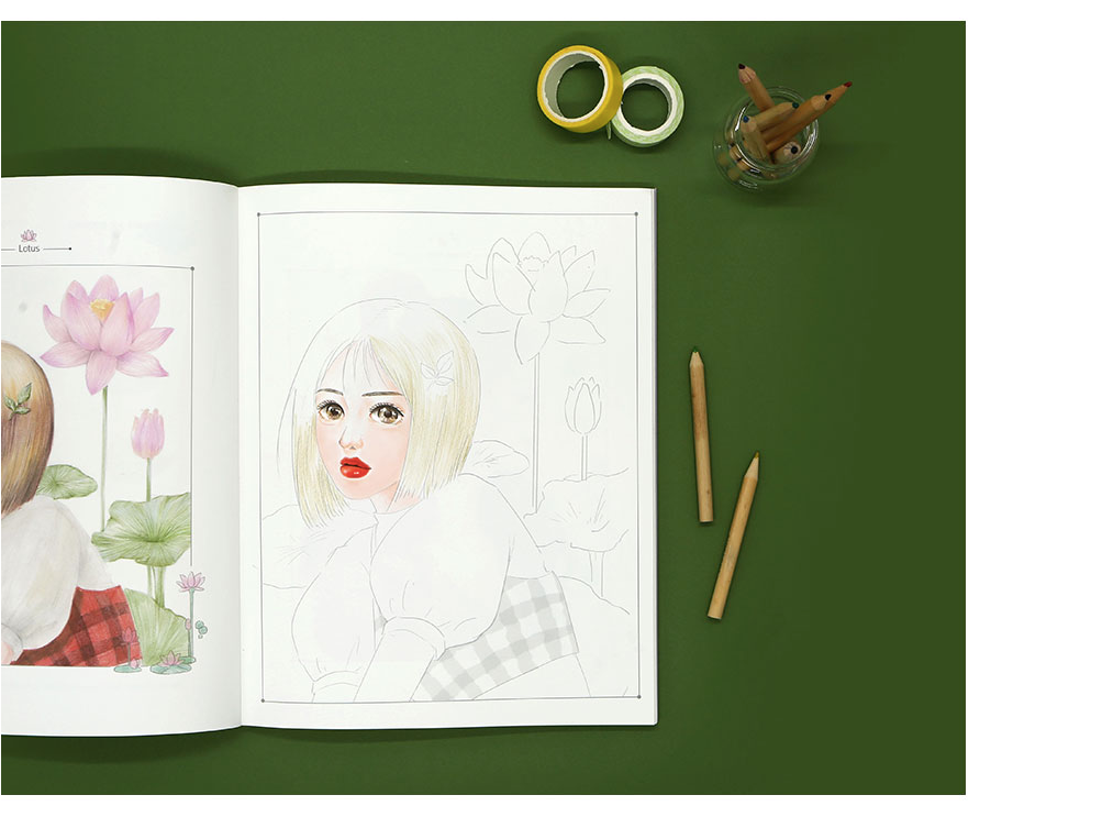 Flower and Girl Coloring book