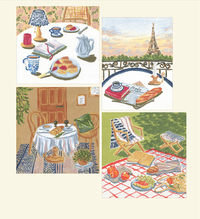 Boniroom's Oil Pastel Class, Cafe Drawing Book, boniroom