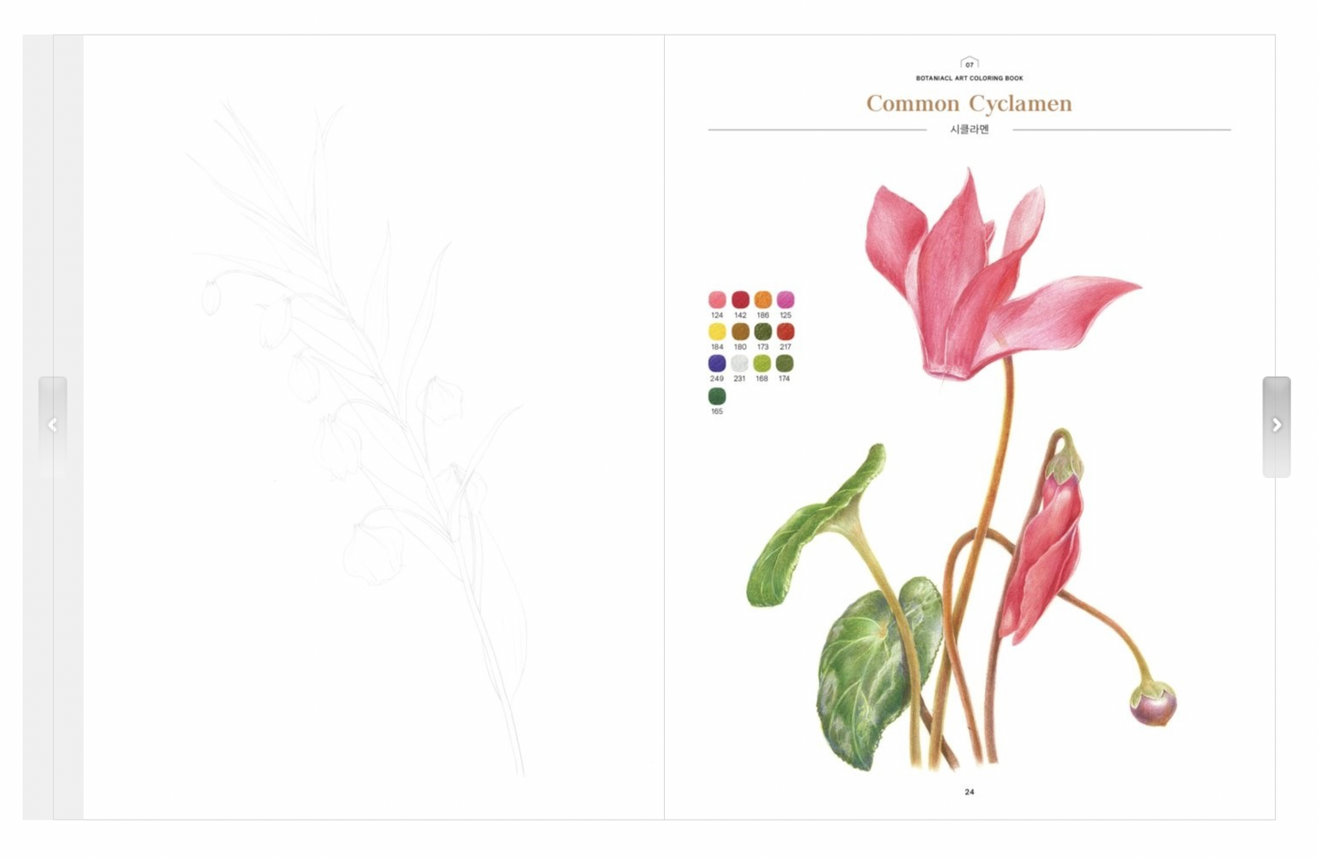 Botanical art coloring book, haeryun lee