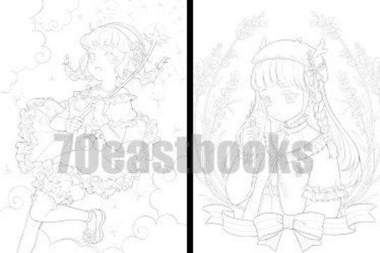 Coloring Book of Flowers & Sweetgirls by Da Da Cat(da da mao)
