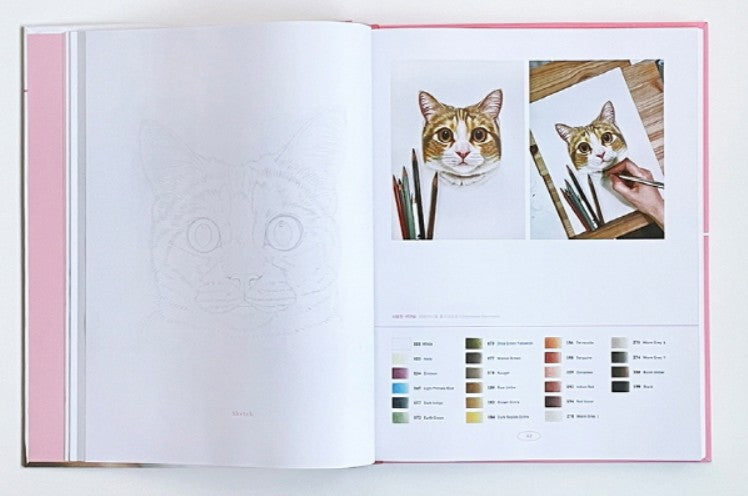 The Cat Colored Pencil Detailed Drawing Book by BB MOM