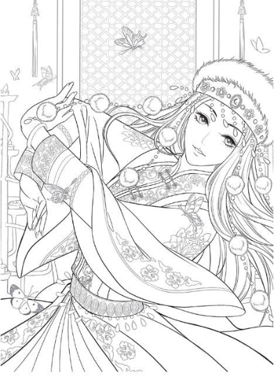 Ancient Beauty Coloring Book - Chinese coloring book