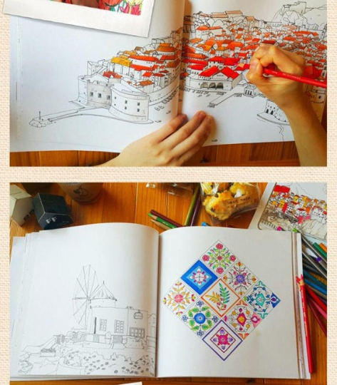 Places In Europe Coloring Book for Adult, Fantastic Cities Colouring Book