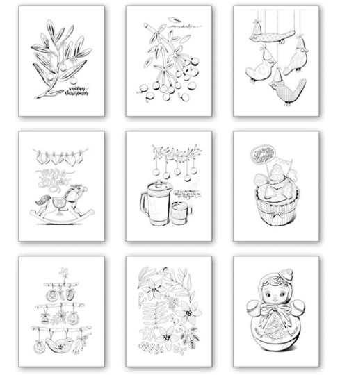 Winter Maic Vintage coloring book - coloring book + Tutorial Book by Chun so
