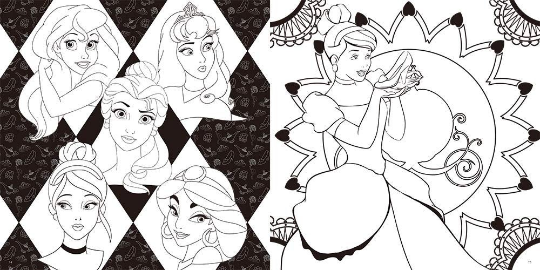 Disney Princess tangle and doodle coloring Book