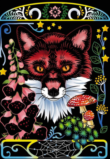 Scratch Art Seasonal Flowers and Animals - Healing scratch postcard