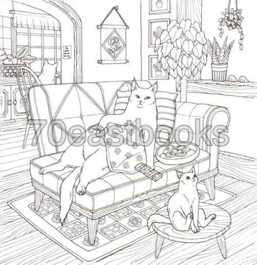 [out of print] Cat Coloring Therapy Cat Coloring Book by Grace J, nakdsok