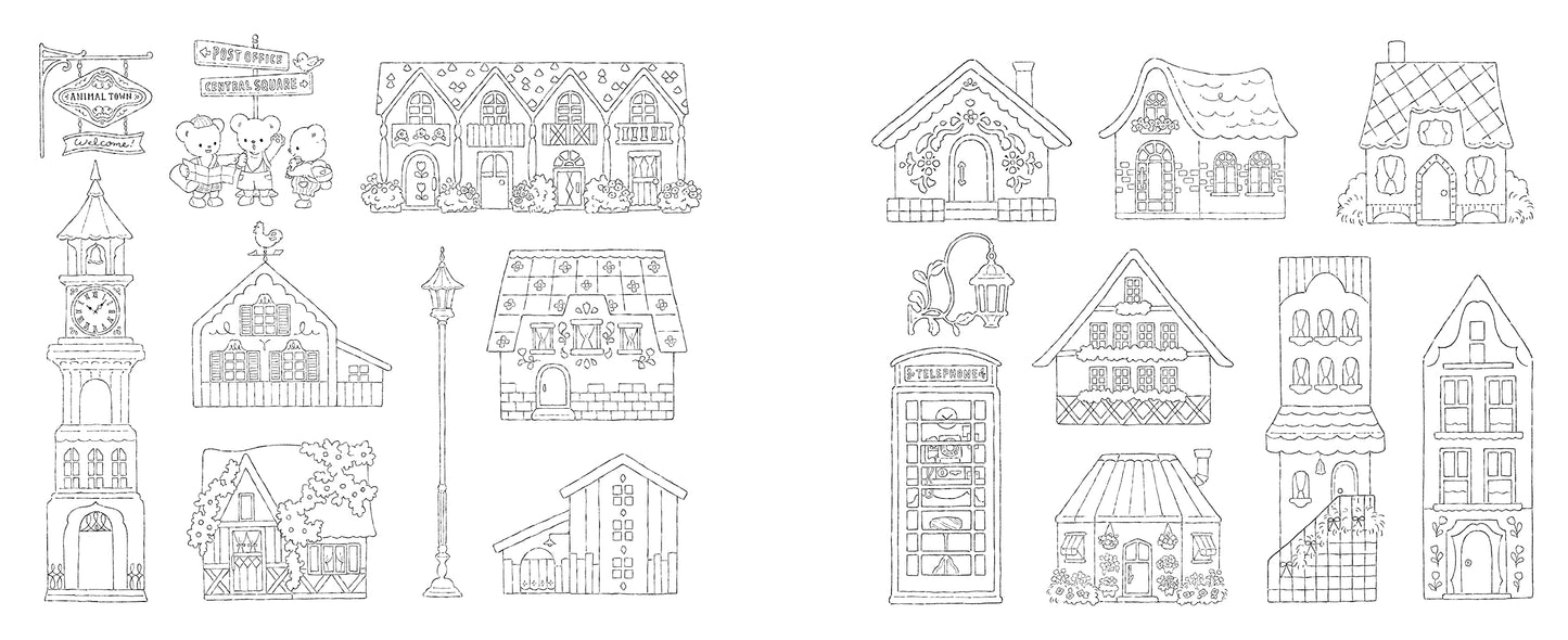 [COLORING] Townscapes, Animals, Variety goods, Cakes, Flowers, Cooking and 5 Bears Coloring book
