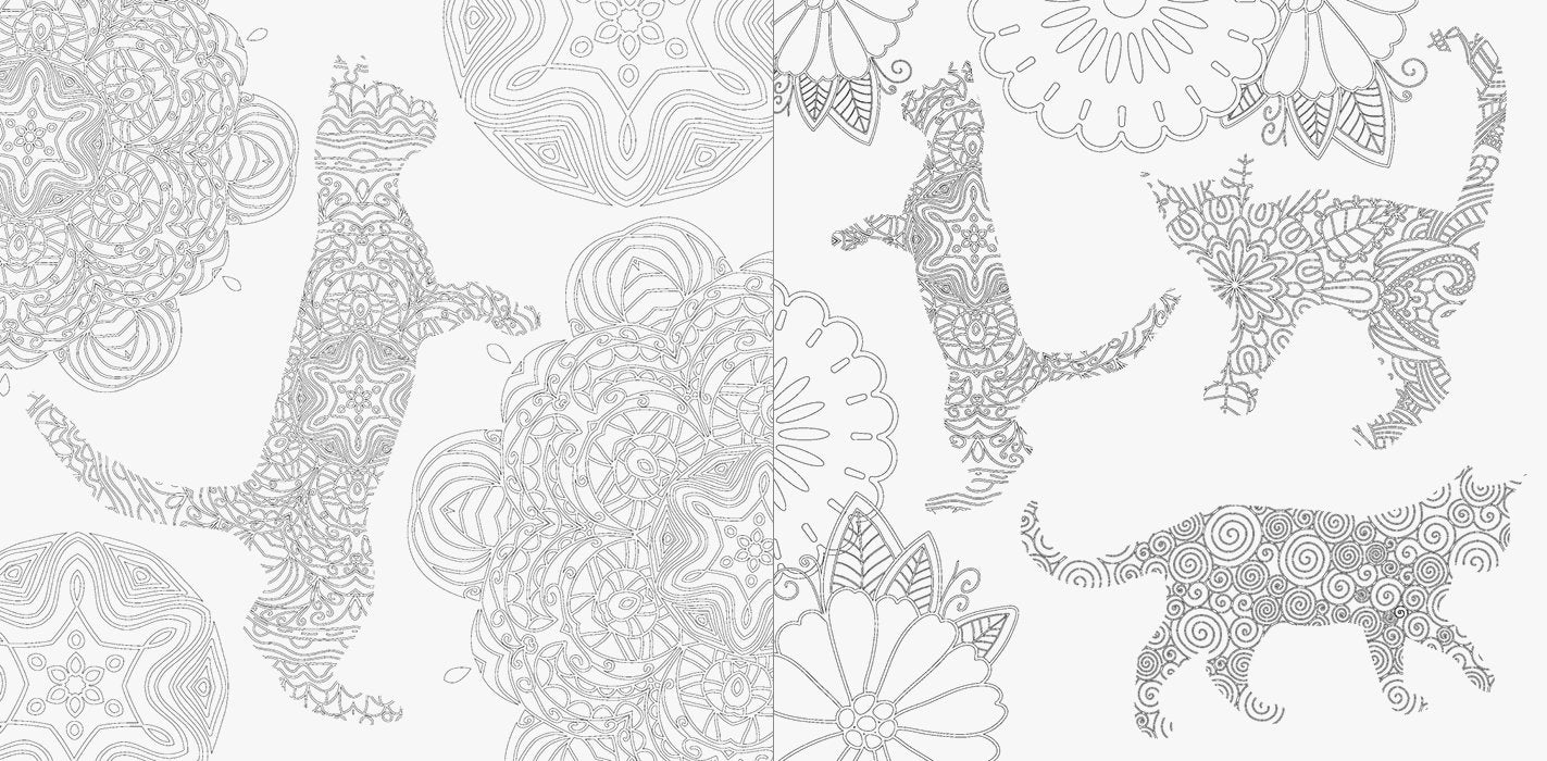 Cats and Flowers Colouring Book