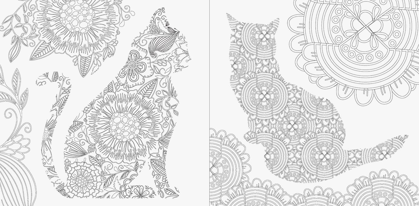 Cats and Flowers Colouring Book