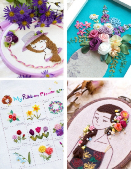 Flowers and Girls ribbon embroidery Book by catnim