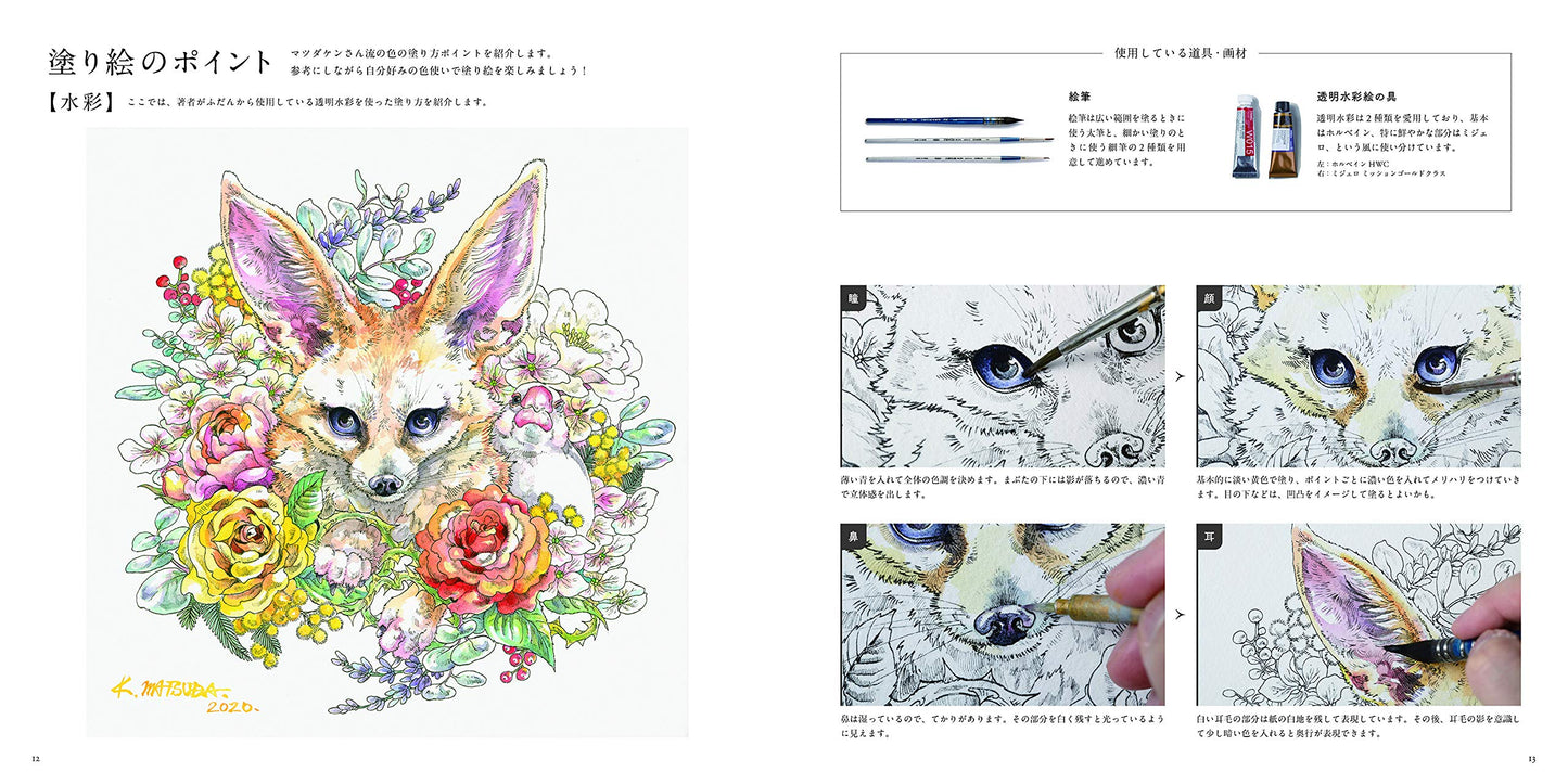 [last1, out of print] Ken Matsuda Artworks Coloring Book Animals Collection